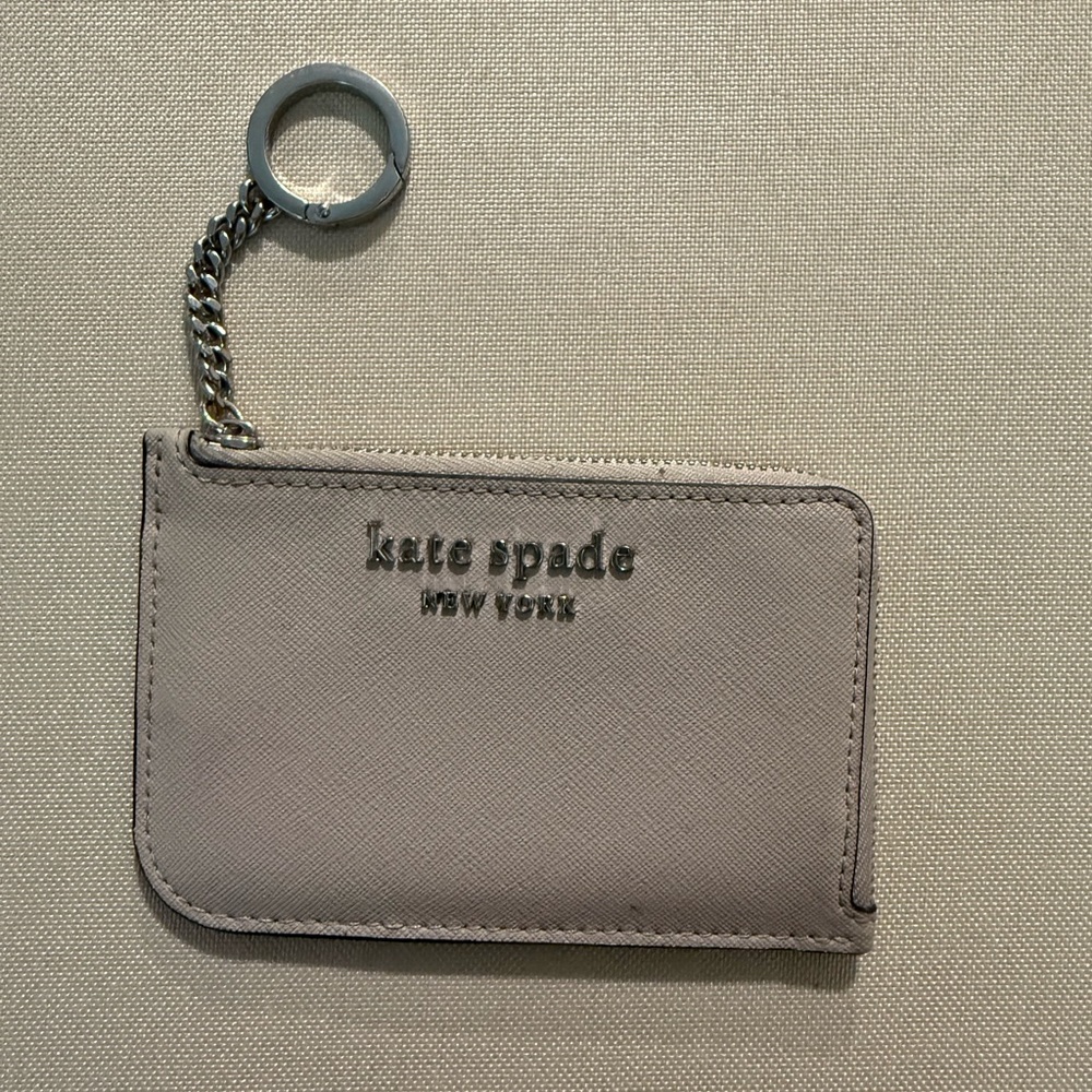 Kate Spade Light Gray Card Holder with Keychain